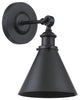 Glenn 1-Light Wall Sconce, Matte Black, 12"