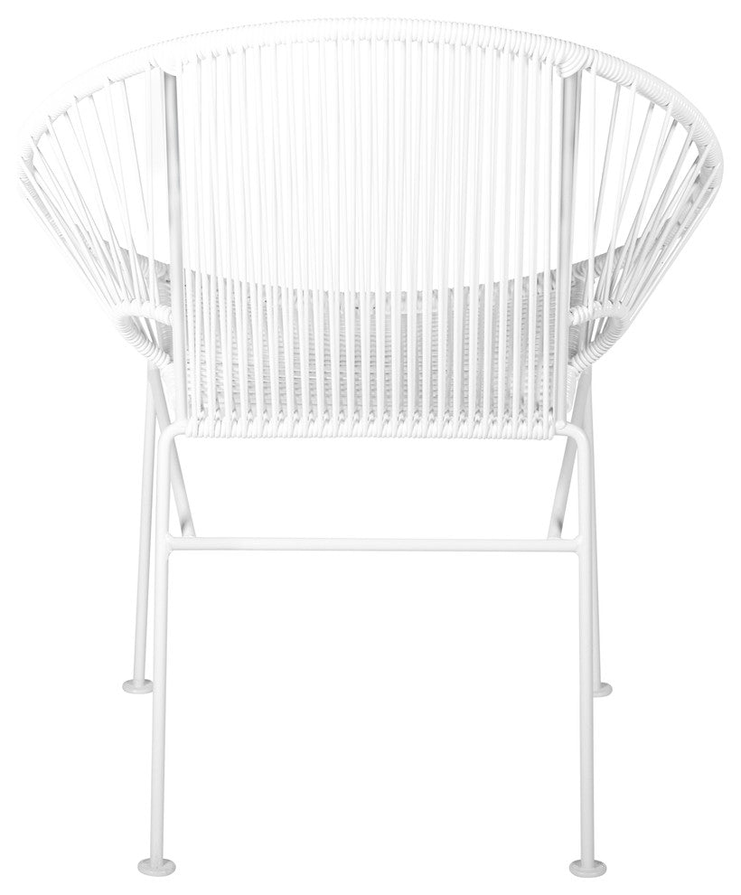Concha Indoor/Outdoor Handmade Dining Chair, White Weave, White Frame