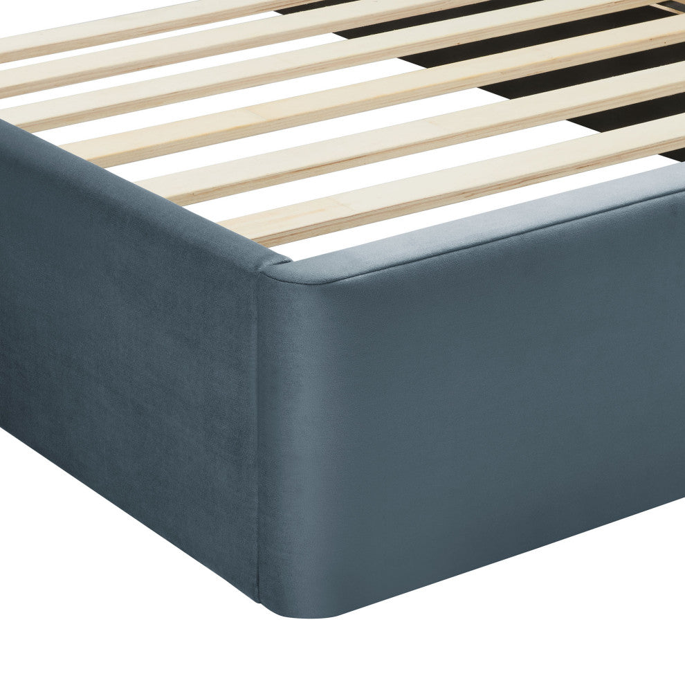 Solana Arched Performance Velvet King Platform Bed, Cadet Blue