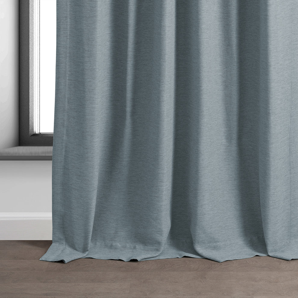 Bellino Blackout Room Darkening Curtain Single Panel, Gulf Blue, 50"x84"
