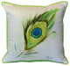 Pair of Betsy Drake Peacock Feather Large Indoor/Outdoor Pillows 18 In X 18 In.