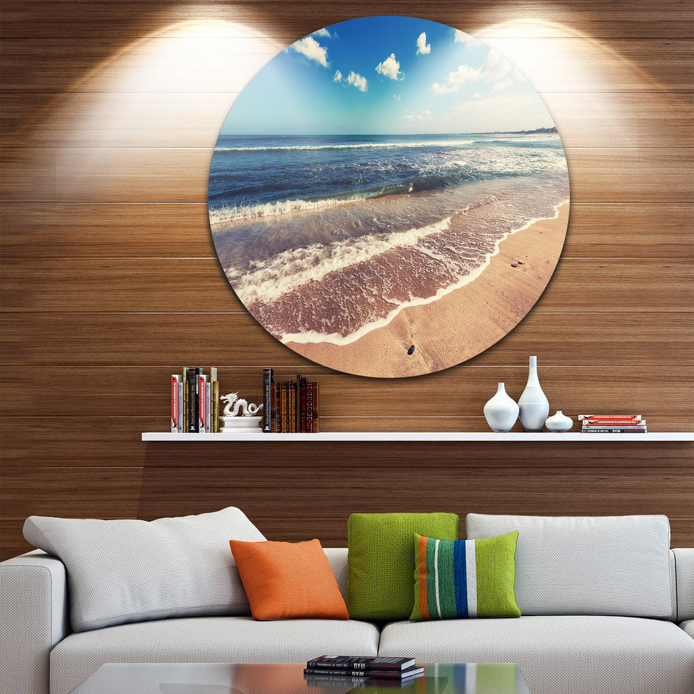 Tropical Beach Island In Gili, Seashore Disc Metal Artwork, 36"