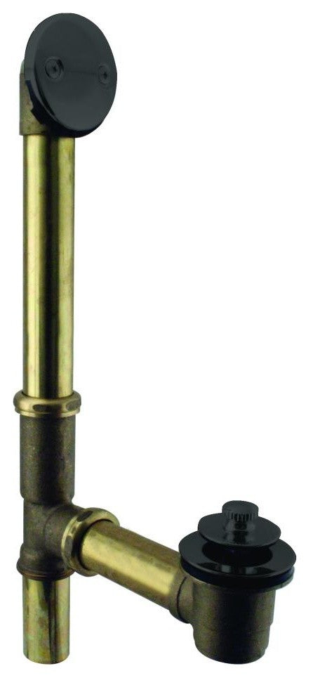 Pull & Drain Bath Waste - 14" Make-Up, 17 Ga. Tubing In Powder Coated Flat Black