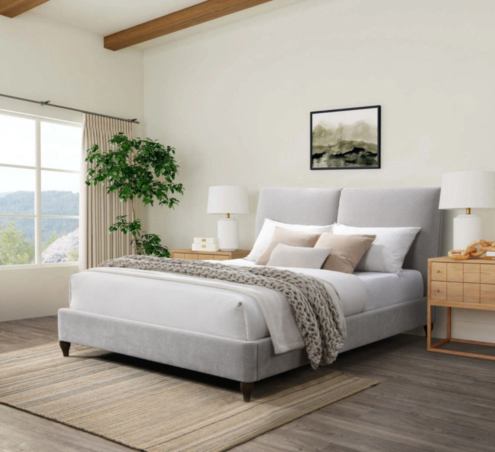 Safavieh Couture Sophianna Platform Bed, Walnut/Light Grey, Queen