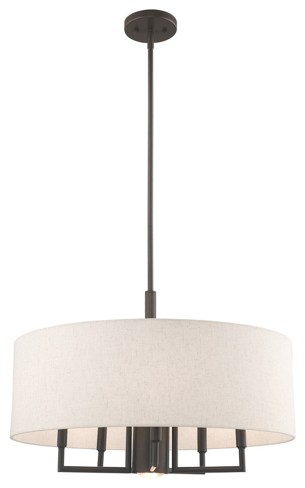 Meridian 5 + 1 Light Pendant Chandelier, English Bronze