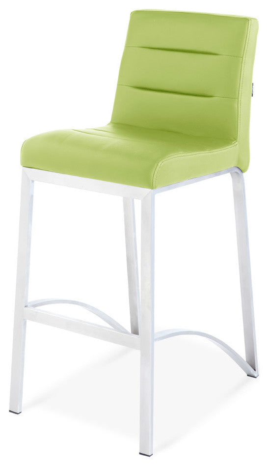 Lynx Counter Height Contemporary Stool With Metal Base, Lime Green