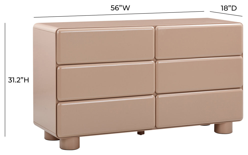 Tammy 6-Drawer Dresser, Taupe