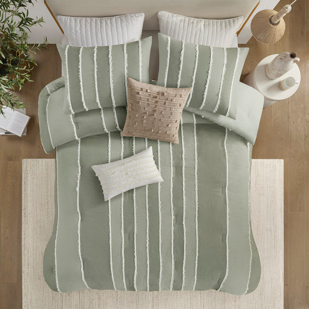 INK+IVY Shay 3 Piece Striped Cotton Comforter Set