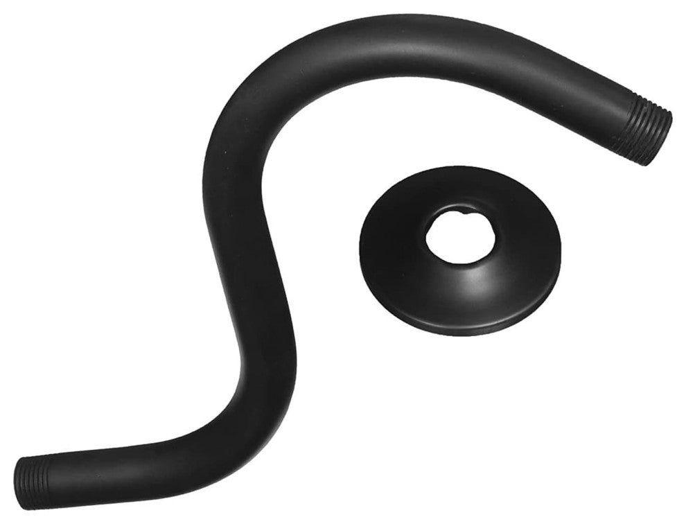 8" S-Shaped Shower Arm And Flange, Powder Coated Flat Black