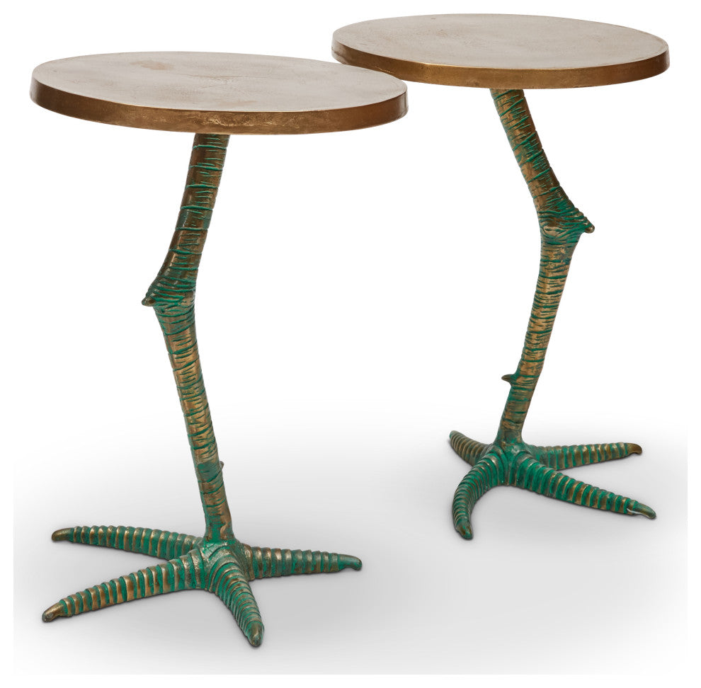Elements Pavo End Table, Antique Brass
