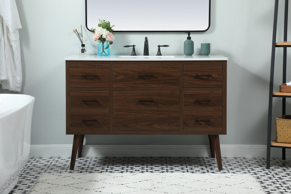 Home Living 22" Midcentury Modern Walnut-Light Bathroom Vanity