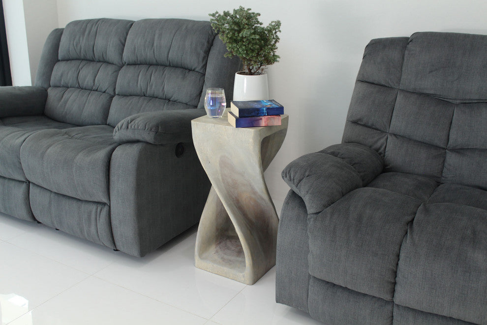 Haussmann Original Wood Twist Stool 12 X 12 X 26 In High Grey Oil