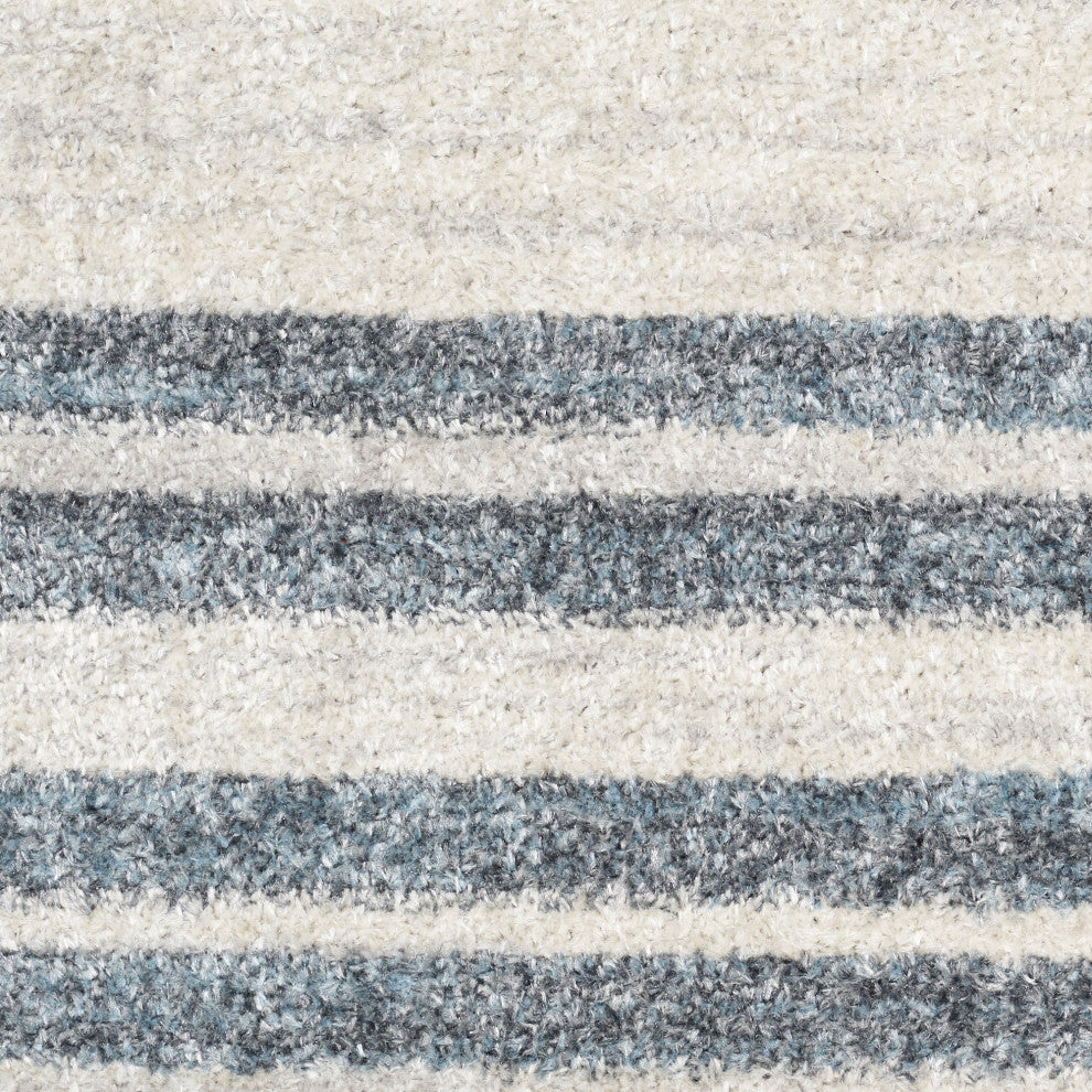 Nourison Astra Machine Washable 6'7"x9' Ivory Blue Mid-Century Modern Indoor Rug