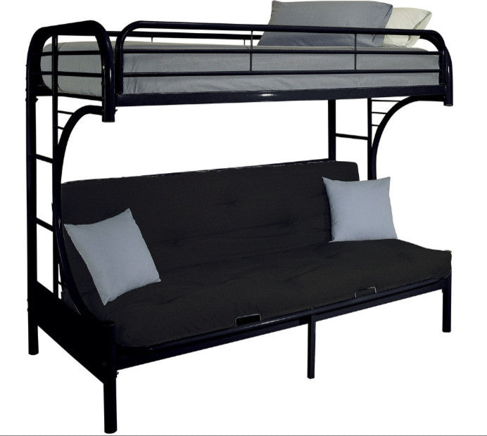 Cabot Twin XL over Queen Futon Bunk Bed, Black