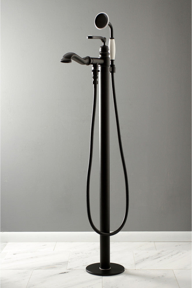 Kingston Brass Freestanding Tub Faucet With Hand Shower, Matte Black