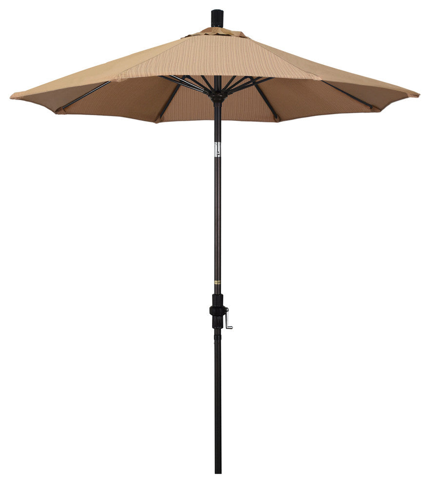 7.5' Bronze Collar Tilt Crank Aluminum Umbrella, Terrace Sequoia Olefin
