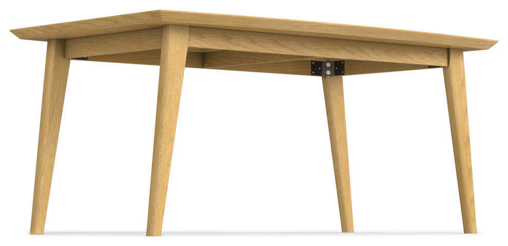 Draper Solid Wood Mid Century Rectangle Dining Table, Oak Veneer