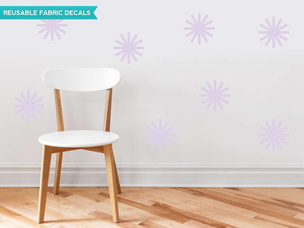 Starburst Fabric Wall Decals, Set of 8, Light Purple