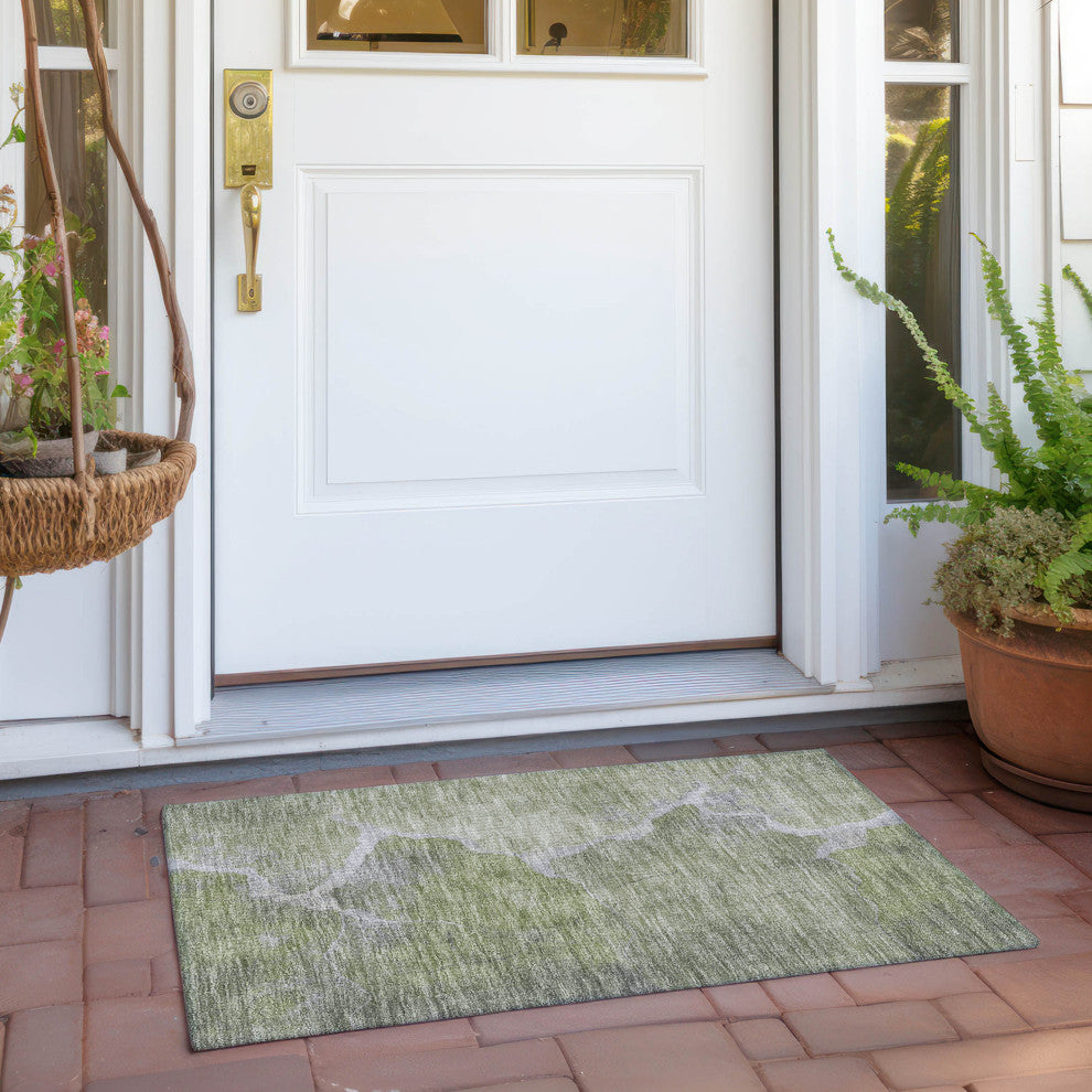 Machine Washable Indoor/Outdoor Chantille ACN1889 Green 1'8" x 2'6" Rug