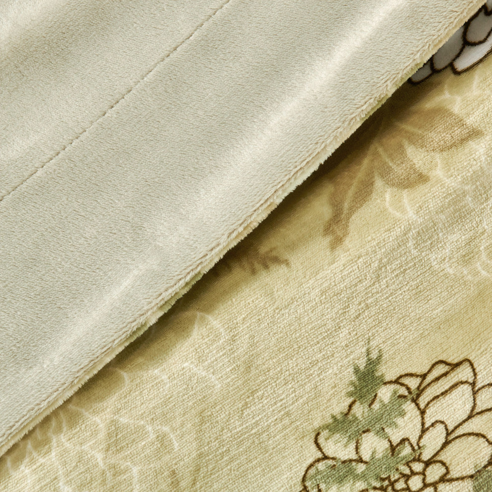 Floral Printed Flannel Throw, Hydrangea