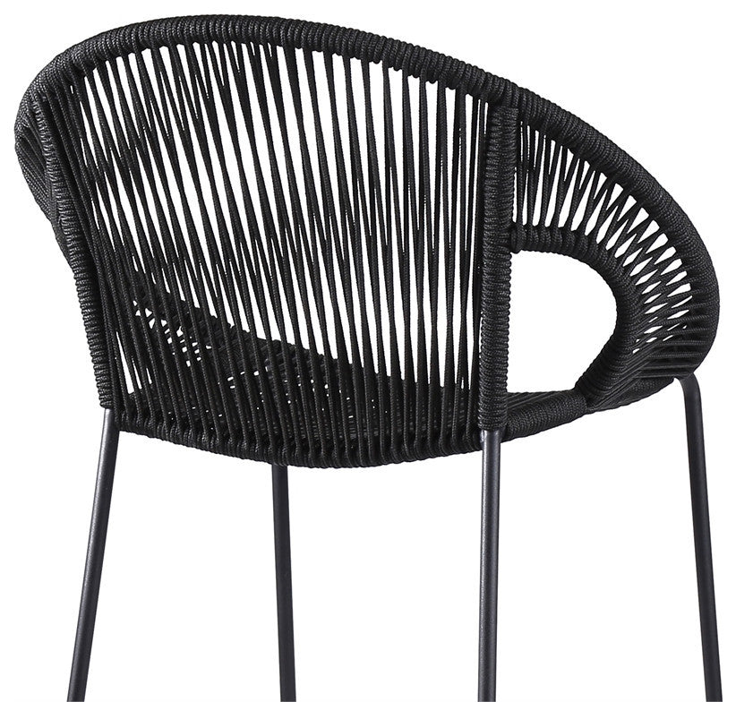 Acapulco 30" Indoor Outdoor Steel Bar Stool With Black Rope