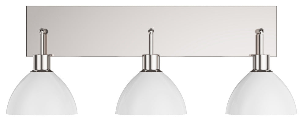 Modern 3-Light Bathroom Vanity Light Over Mirror with White Shades, Chrome