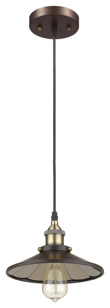 BUTLER Industrial-style 1 Light Rubbed Bronze Ceiling Mini Pendant 9inches Shade