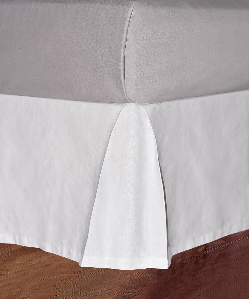 Serenta Solid White Cotton Canvas Drop Bed Skirt with Quadruple Pleats, White, Twin