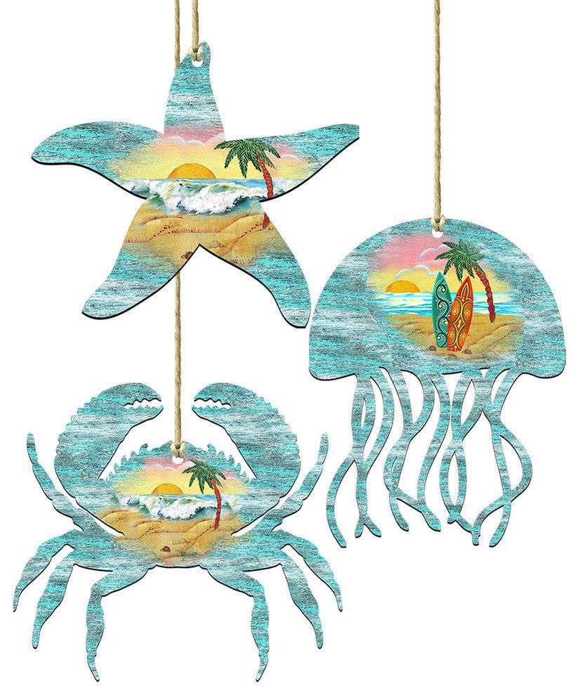 Coastal Ornaments, Set of 3