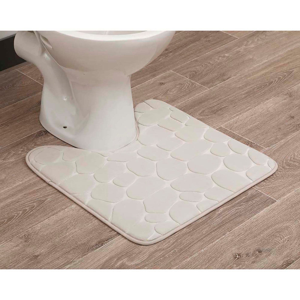 Bath Rug Memory Foam Mat 3D Pebble, Beige, Contour Rug 20"x20"
