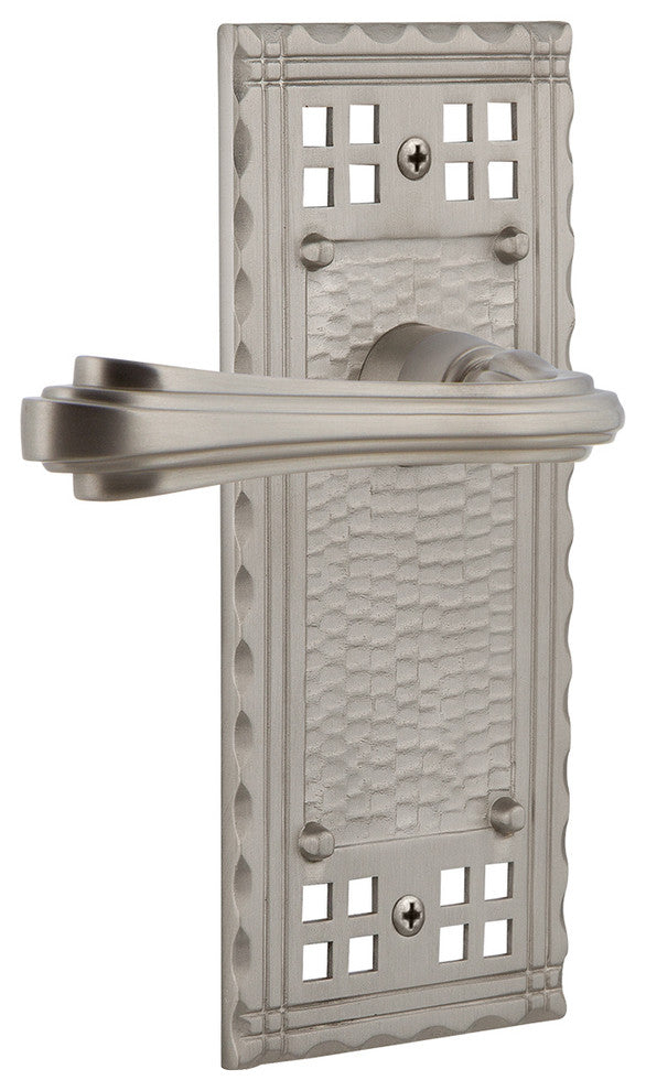 Craftsman Plate With Fleur Lever, Satin Nickel, Passage, Non-Handed