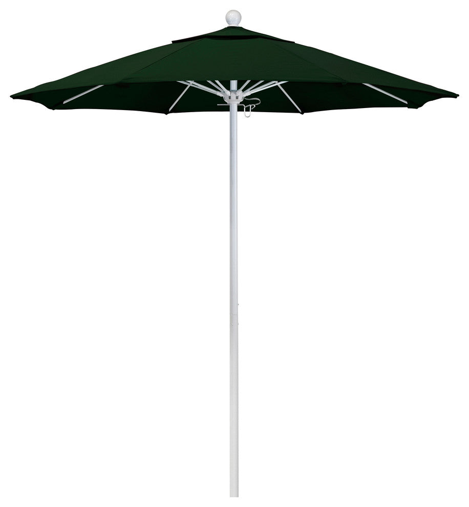 7.5' Matted White Push Lift Fiberglass Rib Aluminum Umbrella, Pacifica, Hunter G