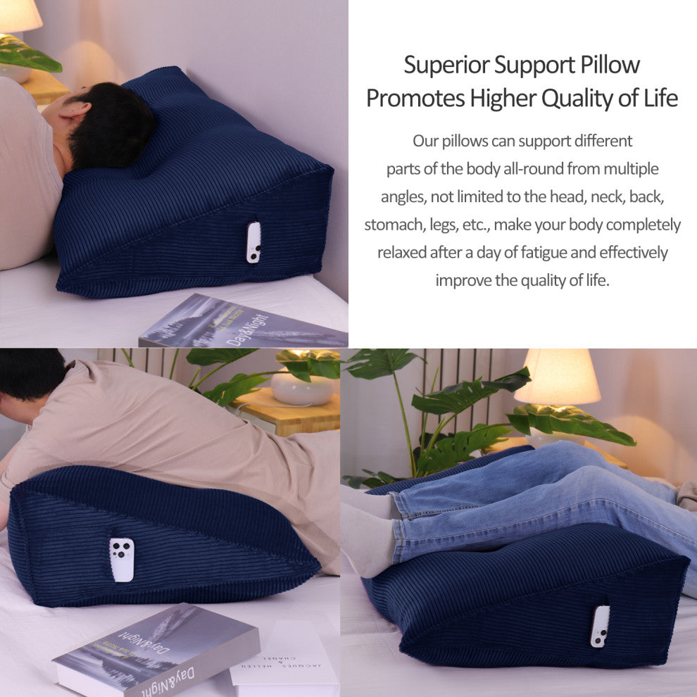 Wedge Pillow, Headboard Cushion, Reading Pillow, Dark Blue, 39x20x8