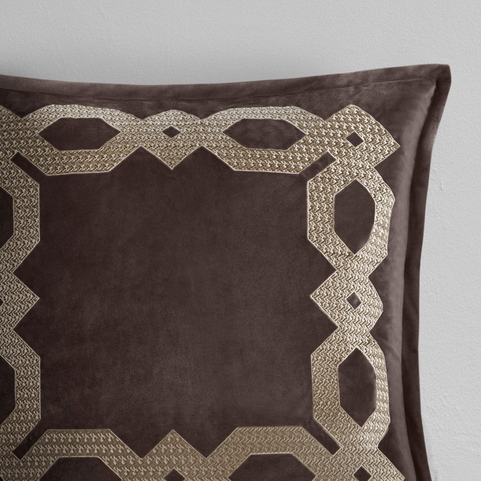 Croscill Clermont Traditional Embroidered Euro Sham, Brown