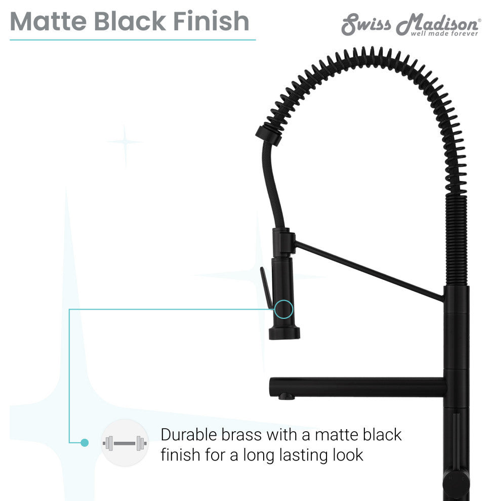 Nouvet Single Handle, Pull-Down Kitchen Faucet With Pot Filler, Matte Black