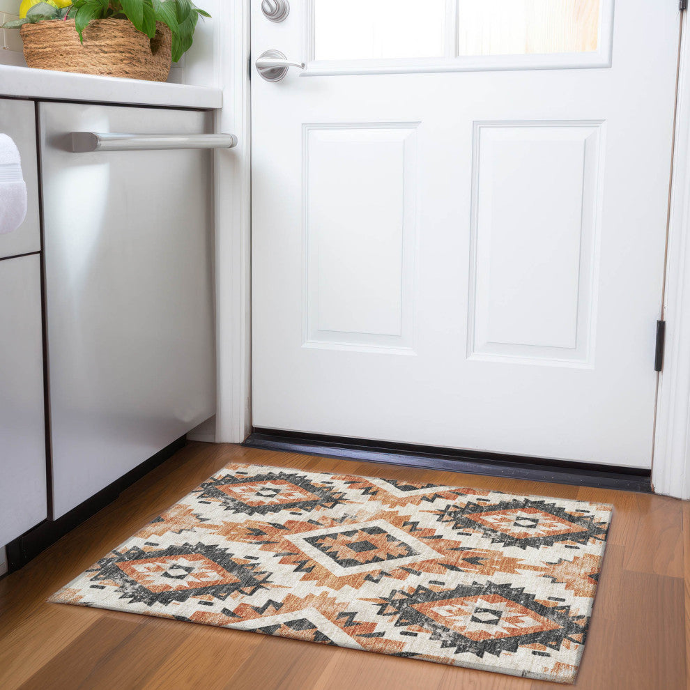 Machine Washable Indoor/Outdoor Chantille ACN1878 Clay 1'8" x 2'6" Rug