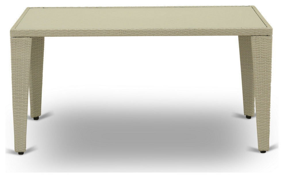 Gudhjem Patio Table With Glass Top, Natural Linen Wicker