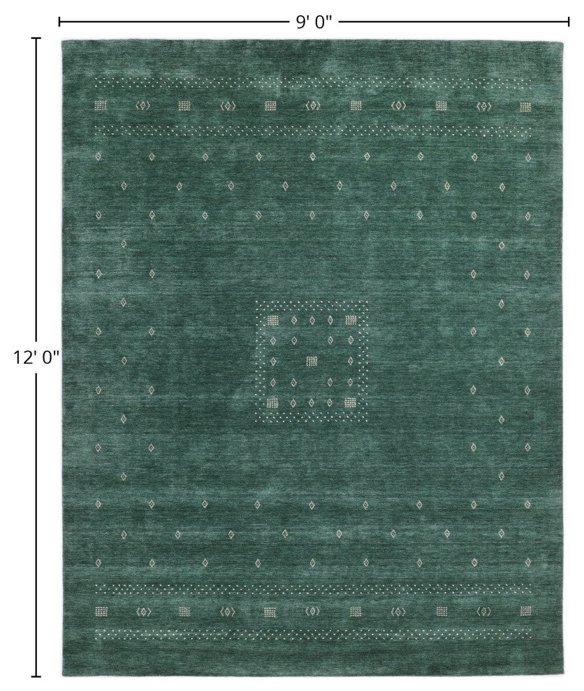Simi One-of-a-Kind Handmade Area Rug Green, 9' 0'' x 12' 0''
