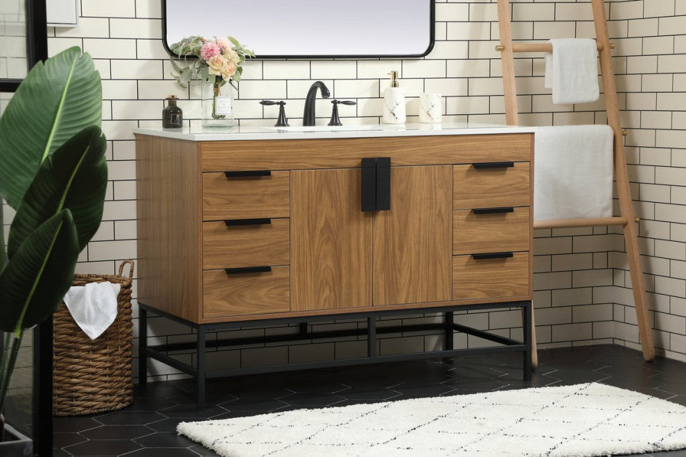 Home Living 22" Modern Walnut Brown-Light Bathroom Vanity