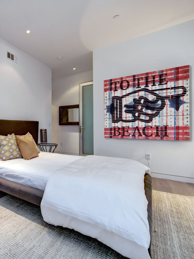 "Beach Pointer" Print on White Wood, 45"x30"