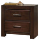 Benzara BM185433 Wooden Two Drawer Nightstand In Walnut Finish