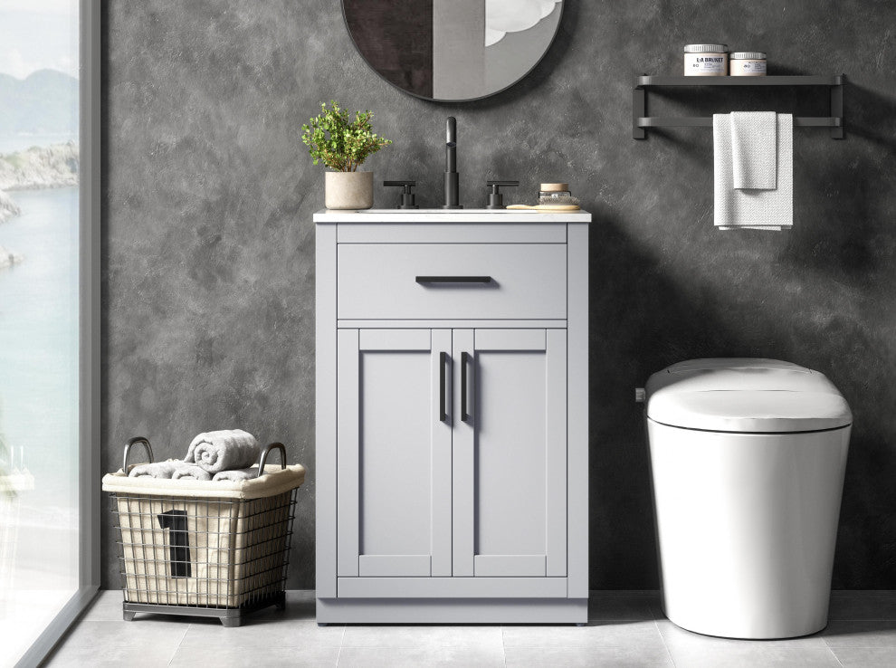 Home Living 24" Single Bathroom Vanity, Grey