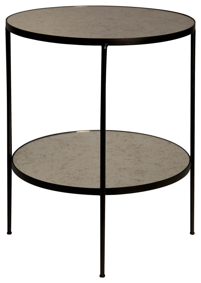 Anna Side Table, Metal and Antiqued Mirror