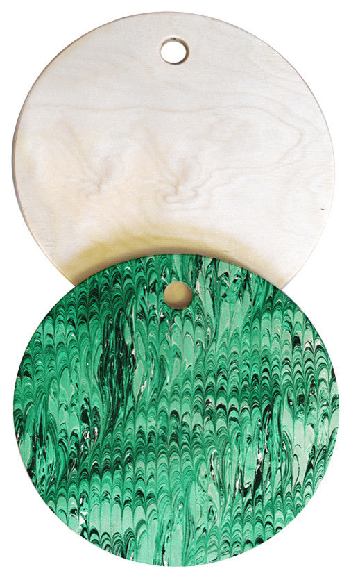 Amy Sia Marble Wave Emerald Cutting Board, 11.5"x11.5"