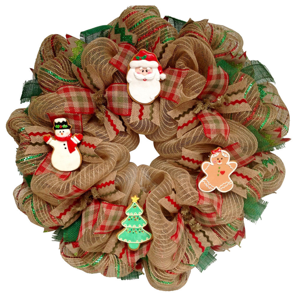Christmas Cookies Handmade Deco Mesh Holiday Wreath