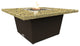 Square Fire Pit Table, 44x44, Chat Height, Propane, Santa Cecilli Top, Bronze