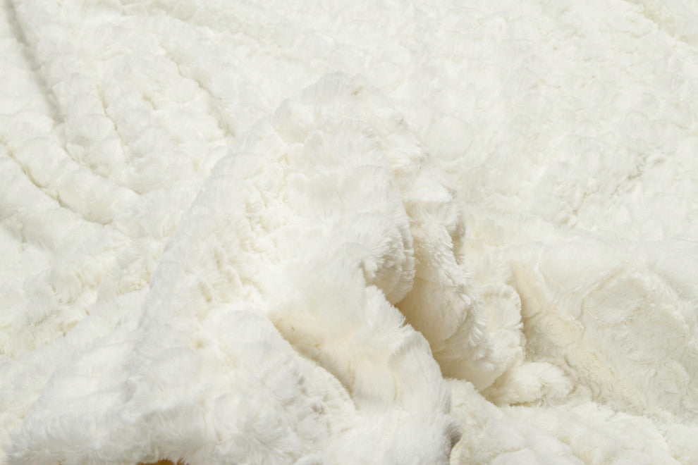 50"x70" Faux Fur Throw, Ivory Mink