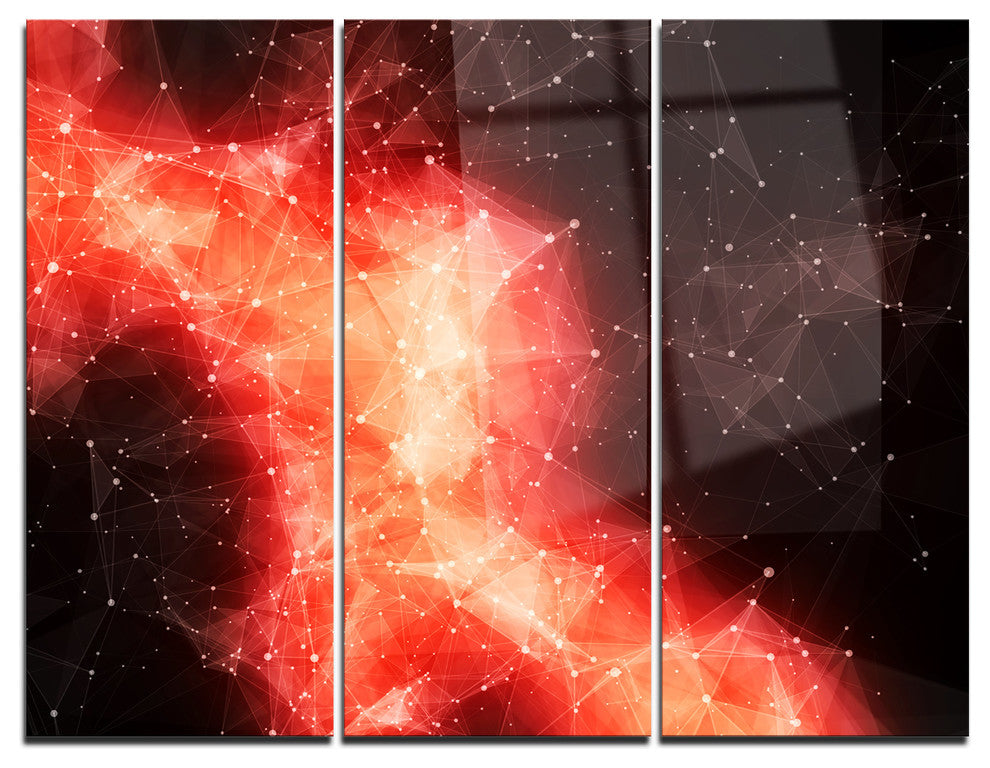 "Red Nebula in Cosmos" Metal Wall Art, 3 Panels, 36"x28"