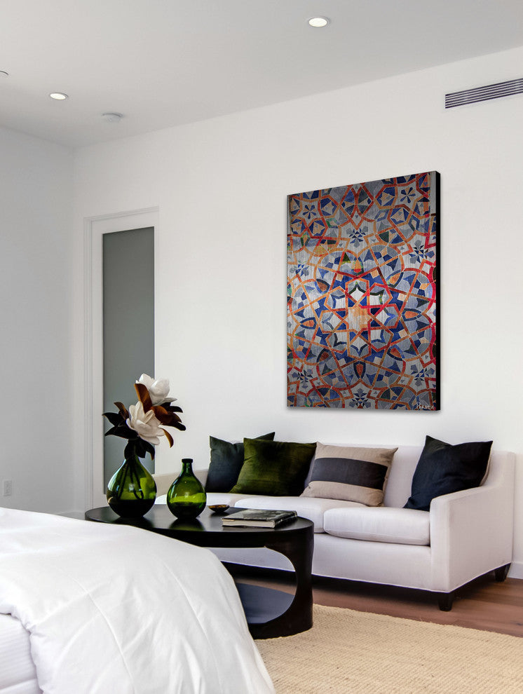 "Figuig" Wall Art on Wood, 24"x36", Brushed Aluminum