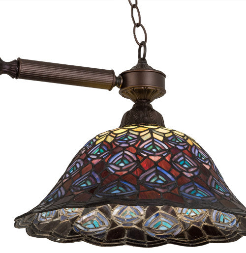 Meyda lighting 28503 36.5"L Tiffany Peacock Feather 2-Light Island Pendant